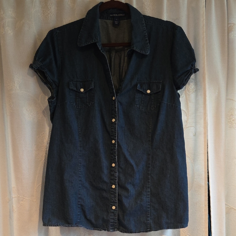 Bandolino Dark Blue Denim Button-Front Women's Shirt